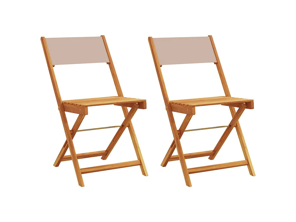 Bistrostoelen 2 st massief acaciahout en stof taupe