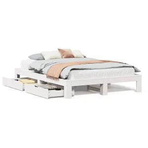 Bedframe zonder matras massief grenenhout wit 140×190 cm Bedframe zonder matras massief grenenhout wit 140×190 cm