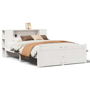 Bed met boekenkast zonder matras grenenhout wit 160×200 cm Bed met boekenkast zonder matras grenenhout wit 160×200 cm