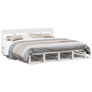 Bedframe zonder matras massief grenenhout wit 180×200 cm Bedframe zonder matras massief grenenhout wit 180×200 cm