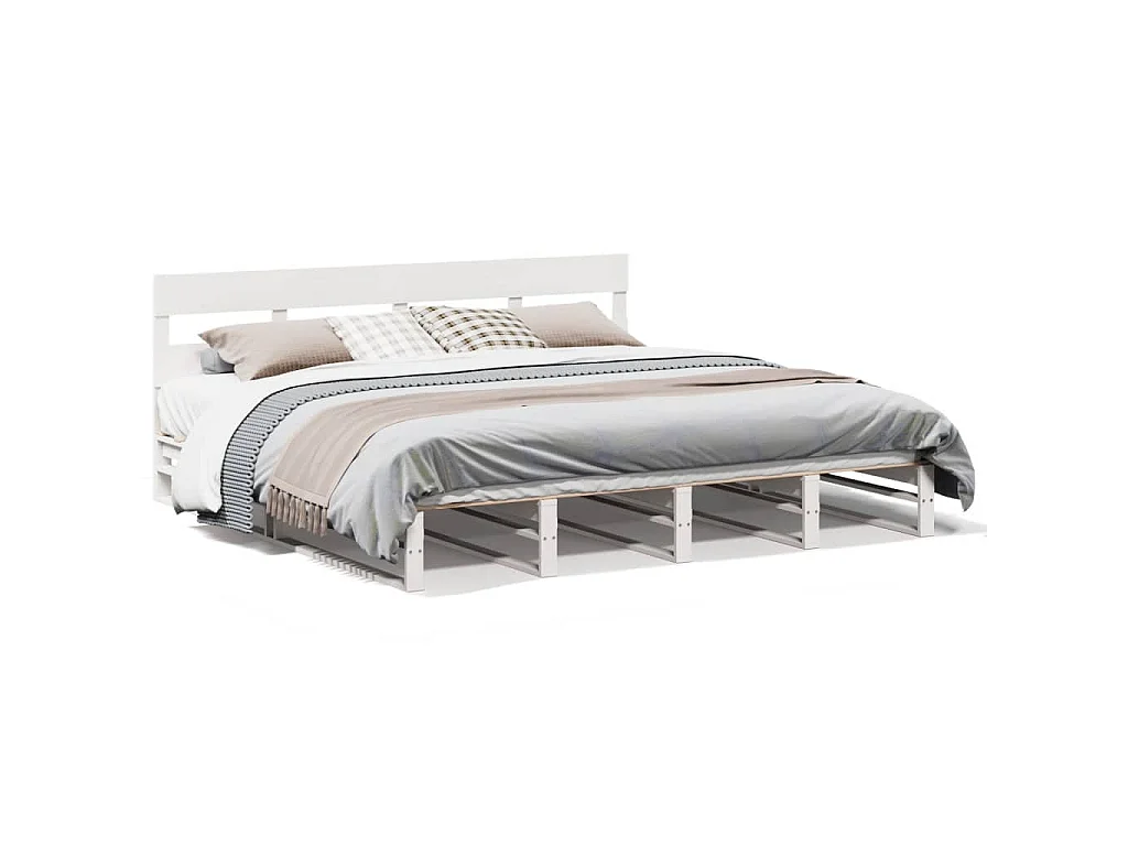 Bedframe zonder matras massief grenenhout wit 180x200 cm