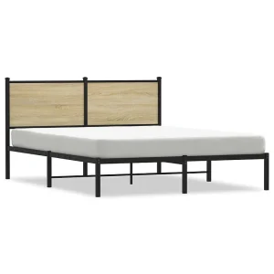 Bedframe zonder matras metaal sonoma eikenkleurig 150×200 cm Bedframe zonder matras metaal sonoma eikenkleurig 150×200 cm