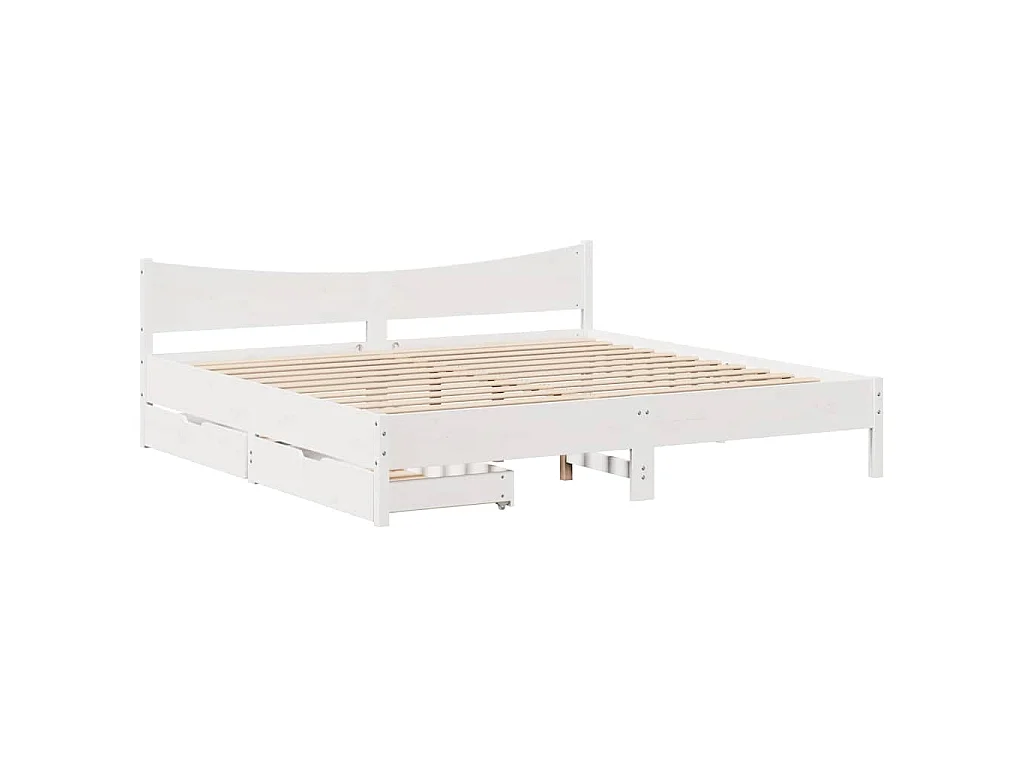 Bedframe met lades massief grenenhout wit 180x200 cm