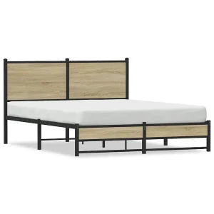 Bedframe zonder matras metaal sonoma eikenkleurig 150×200 cm Bedframe zonder matras metaal sonoma eikenkleurig 150×200 cm