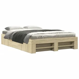 Bedframe zonder matras hout sonoma eikenkleurig 140×190 cm Bedframe zonder matras hout sonoma eikenkleurig 140×190 cm