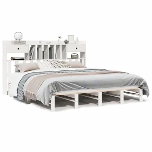 Bed met boekenkast zonder matras grenenhout wit 180×200 cm Bed met boekenkast zonder matras grenenhout wit 180×200 cm