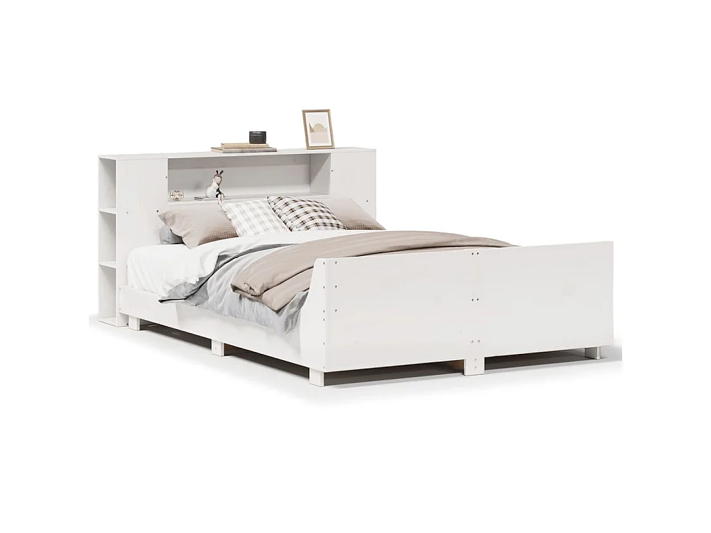 Bedframe zonder matras massief grenenhout wit 160x200 cm