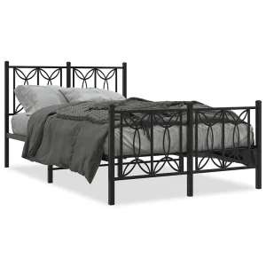 Bedframe met hoofd- en voeteneinde metaal zwart 120×190 cm Bedframe met hoofd- en voeteneinde metaal zwart 120×190 cm