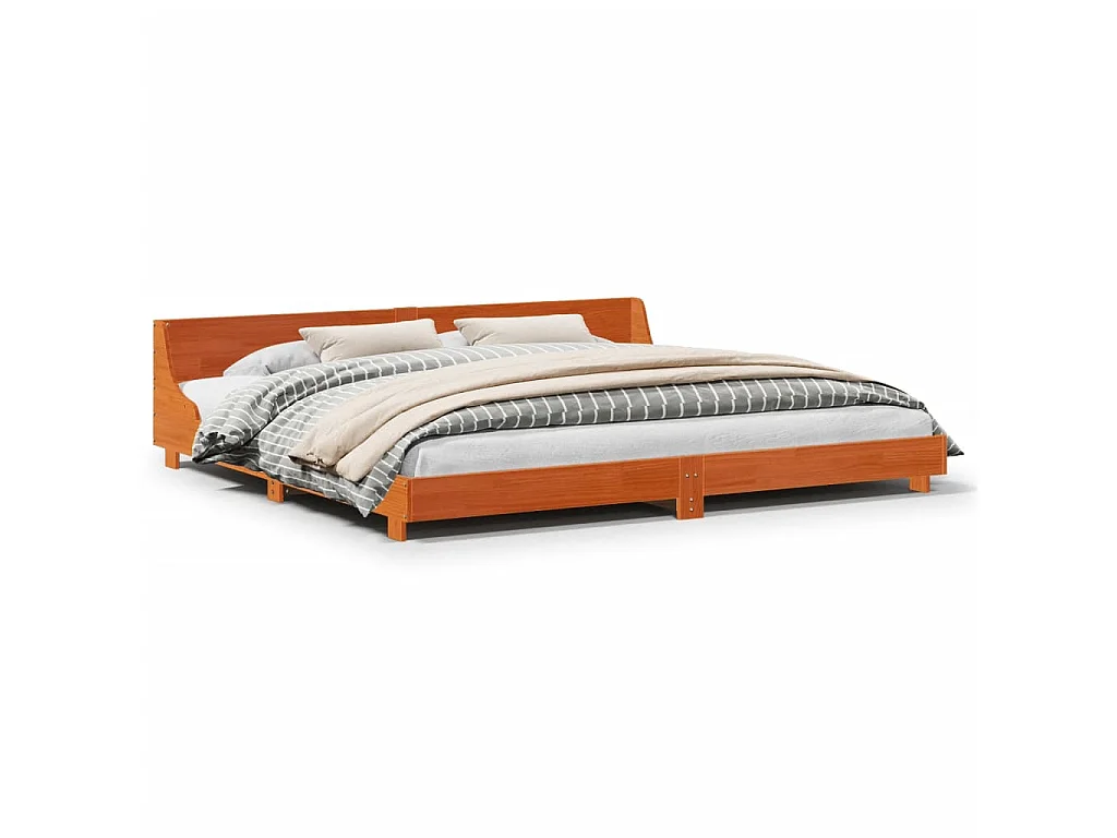 Bedframe zonder matras massief grenenhout wasbruin 200x200 cm