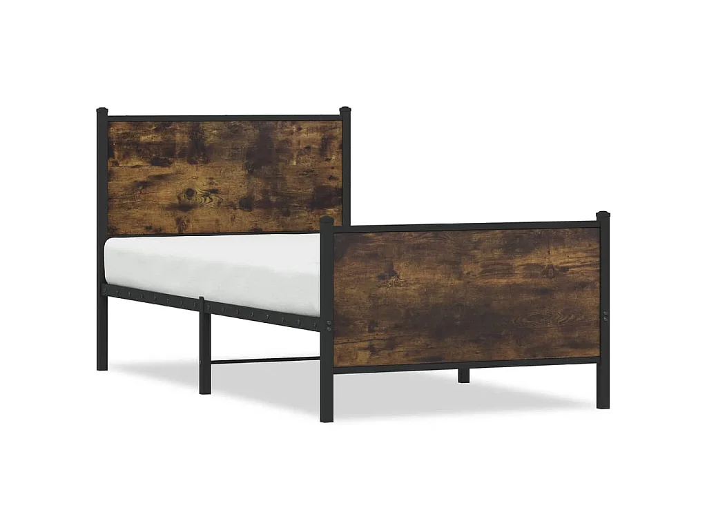 Bedframe zonder matras metaal gerookt eikenkleurig 75x190 cm