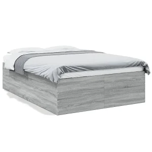 Bedframe bewerkt hout grijs sonoma eikenkleurig 140×190 cm Bedframe bewerkt hout grijs sonoma eikenkleurig 140×190 cm