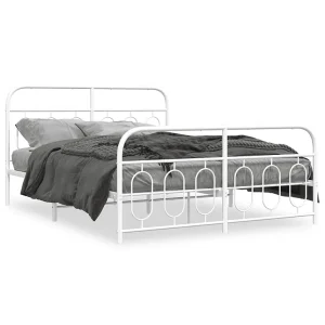 Bedframe met hoofd- en voeteneinde metaal wit 140×200 cm Bedframe met hoofd- en voeteneinde metaal wit 140×200 cm