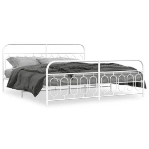 Bedframe met hoofd- en voeteneinde metaal wit 200×200 cm