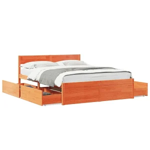Bedframe zonder matras massief grenenhout wasbruin 160×200 cm Bedframe zonder matras massief grenenhout wasbruin 160×200 cm