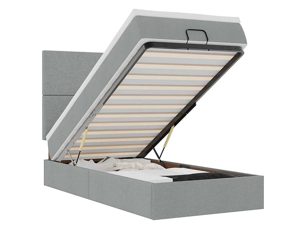 Bed met matras 100x200 cm stof lichtgrijs