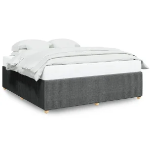 Bedframe zonder matras stof donkergrijs 200×200 cm Bedframe zonder matras stof donkergrijs 200×200 cm
