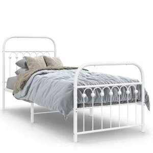 Bedframe met hoofd- en voeteneinde metaal wit 80×200 cm Bedframe met hoofd- en voeteneinde metaal wit 80×200 cm