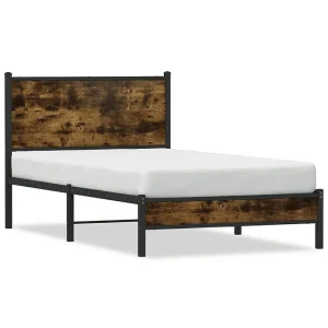 Bedframe zonder matras metaal gerookt eikenkleurig 100×190 cm Bedframe zonder matras metaal gerookt eikenkleurig 100×190 cm