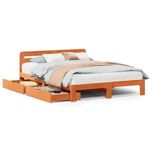 Bedframe zonder matras massief grenenhout wasbruin 135×190 cm Bedframe zonder matras massief grenenhout wasbruin 135×190 cm