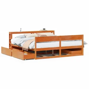 Bedframe zonder matras massief grenenhout wasbruin 180×200 cm