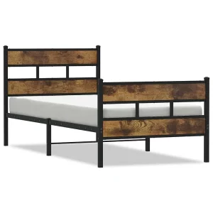 Bedframe zonder matras metaal gerookt eikenkleurig 80×200 cm Bedframe zonder matras metaal gerookt eikenkleurig 80×200 cm