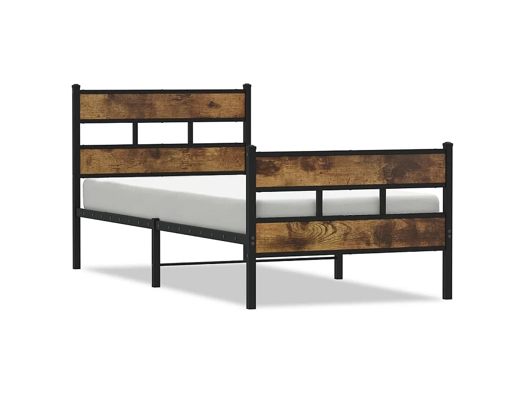 Bedframe zonder matras metaal gerookt eikenkleurig 80x200 cm