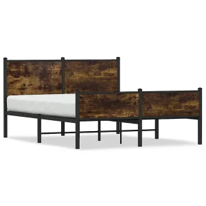 Bedframe zonder matras metaal gerookt eikenkleurig 150×200 cm Bedframe zonder matras metaal gerookt eikenkleurig 150×200 cm