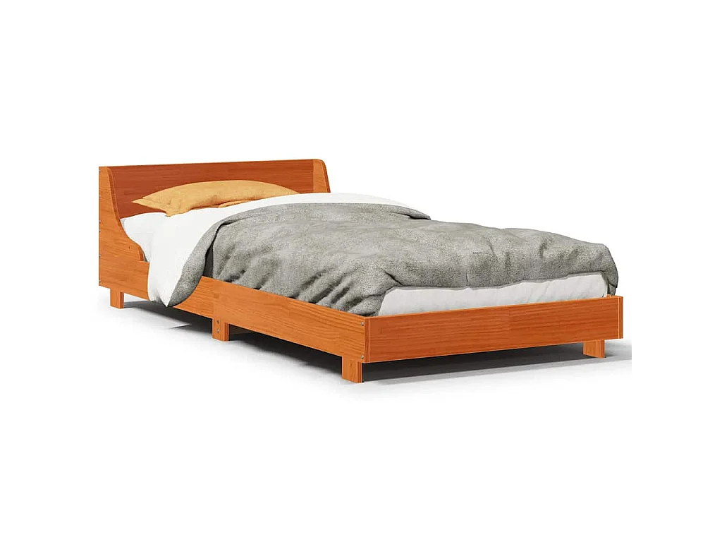 Bedframe zonder matras massief grenenhout wasbruin 90x190 cm