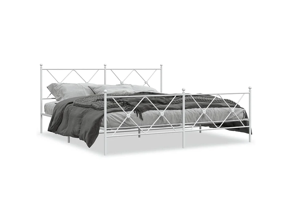 Bedframe met hoofd- en voeteneinde metaal wit 183x213 cm