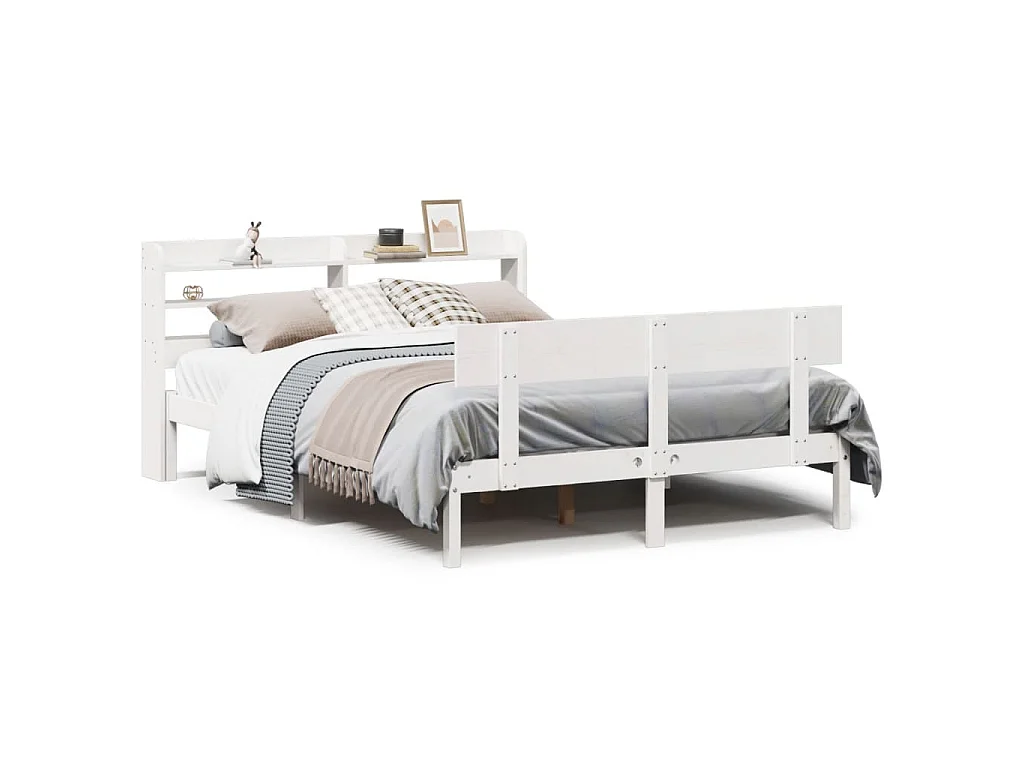 Bedframe zonder matras massief grenenhout wit 140x190 cm