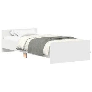 Bedframe bewerkt hout wit 100×200 cm Bedframe bewerkt hout wit 100×200 cm