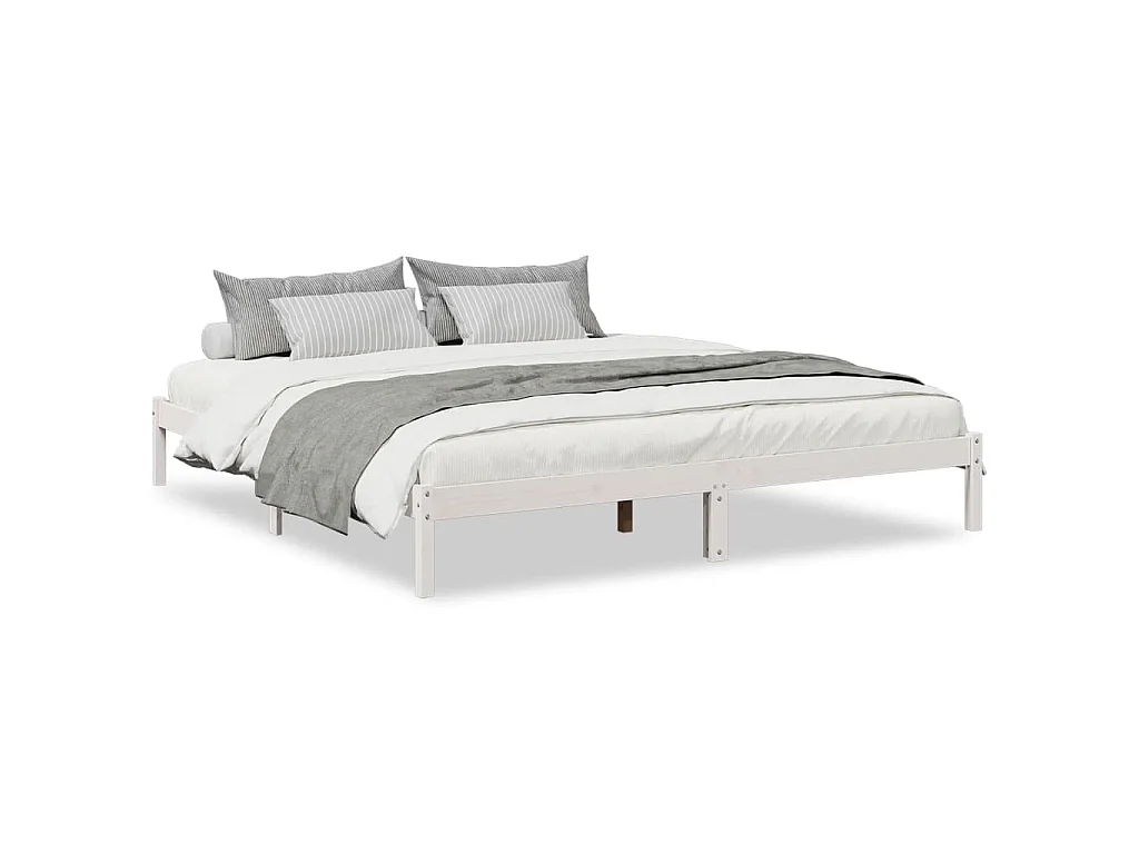 Bedframe extra lang zonder matras grenenhout wit 180x220 cm
