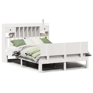 Bed met boekenkast zonder matras grenenhout wit 150×200 cm Bed met boekenkast zonder matras grenenhout wit 150×200 cm