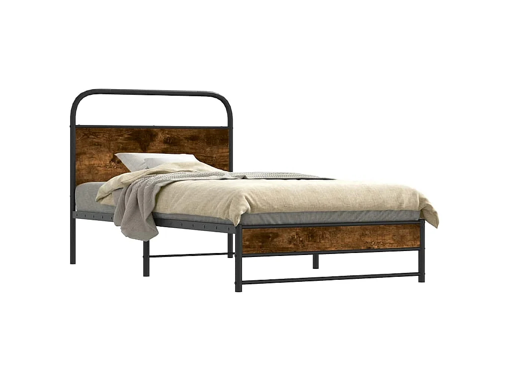 Bedframe zonder matras bewerkt hout gerookt eiken 90x190 cm