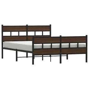 Bedframe zonder matras metaal bruin eikenkleurig 160×200 cm