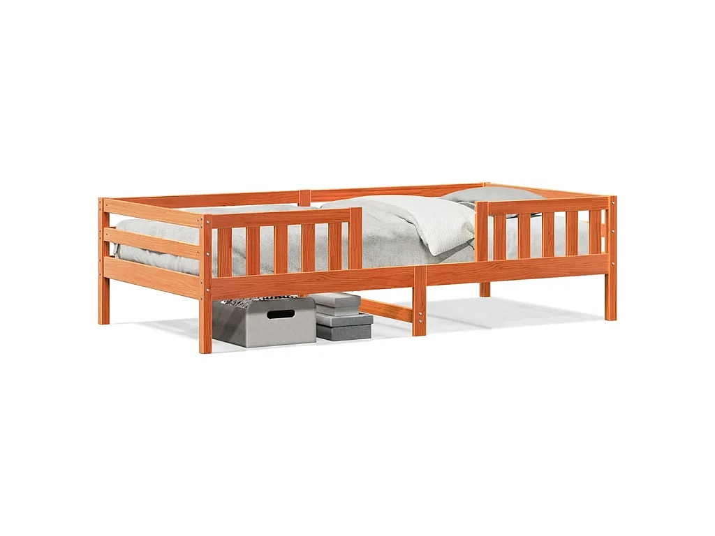 Bedframe zonder matras massief grenenhout wasbruin 80x200 cm