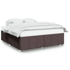 Bedframe zonder matras stof donkerbruin 200×200 cm Bedframe zonder matras stof donkerbruin 200×200 cm