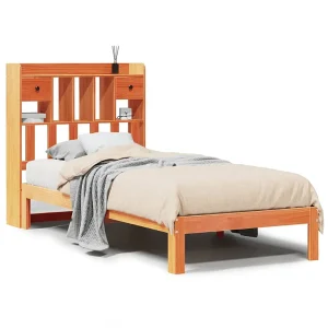 Bed met boekenkast zonder matras grenenhout wasbruin 100×200 cm Bed met boekenkast zonder matras grenenhout wasbruin 100×200 cm