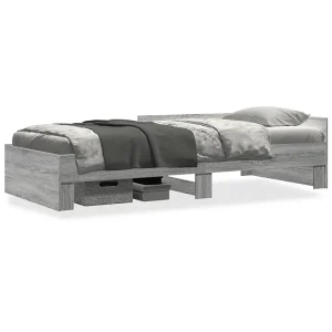 Bedframe bewerkt hout grijs sonoma eikenkleurig 90×190 cm