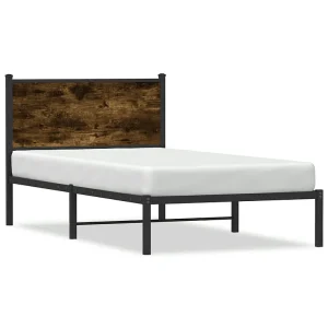 Bedframe zonder matras metaal gerookt eikenkleurig 100×190 cm Bedframe zonder matras metaal gerookt eikenkleurig 100×190 cm