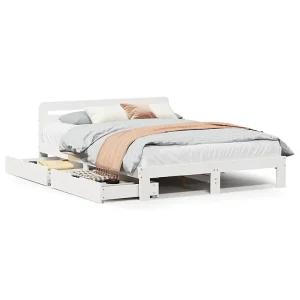 Bedframe zonder matras massief grenenhout wit 160×200 cm Bedframe zonder matras massief grenenhout wit 160×200 cm