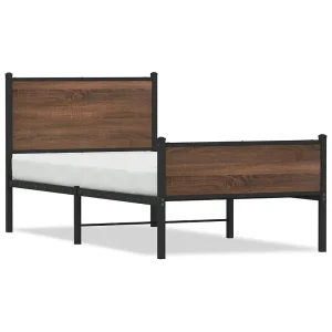 Bedframe zonder matras metaal bruin eikenkleurig 90×190 cm Bedframe zonder matras metaal bruin eikenkleurig 90×190 cm
