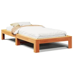 Bedframe zonder matras massief grenenhout wasbruin 90×200 cm Bedframe zonder matras massief grenenhout wasbruin 90×200 cm