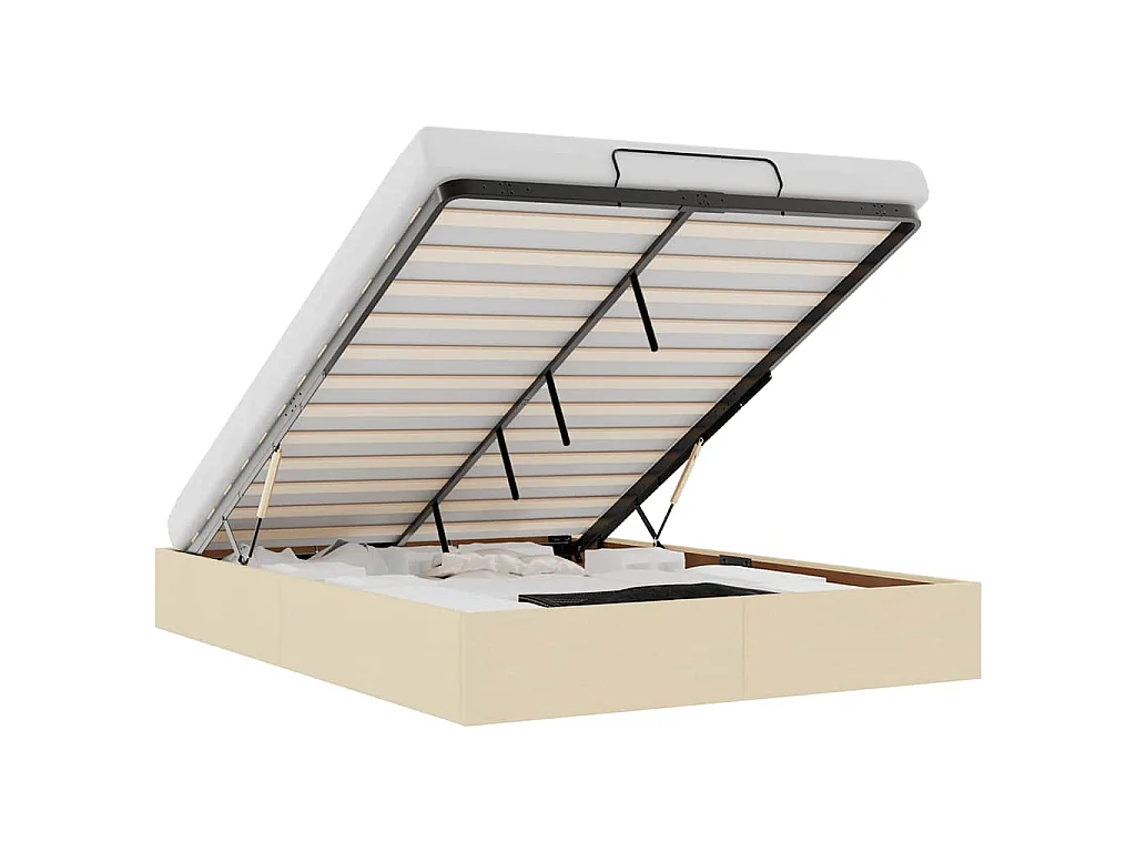 Bedframe zonder matras 140x200 cm stof crèmekleurig