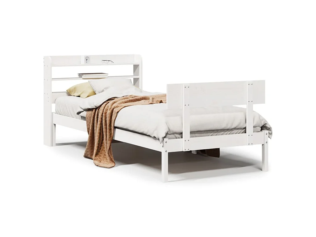 Bedframe zonder matras massief grenenhout wit 90x190 cm
