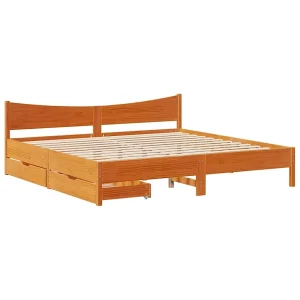 Bedframe met lades massief grenenhout wasbruin 200×200 cm Bedframe met lades massief grenenhout wasbruin 200×200 cm