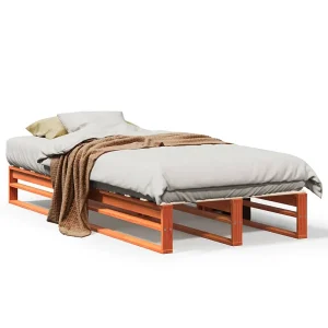 Bedframe zonder matras massief grenenhout wasbruin 90×190 cm Bedframe zonder matras massief grenenhout wasbruin 90×190 cm