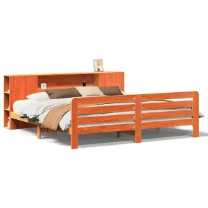 Bedframe zonder matras massief grenenhout wasbruin 200×200 cm Bedframe zonder matras massief grenenhout wasbruin 200×200 cm