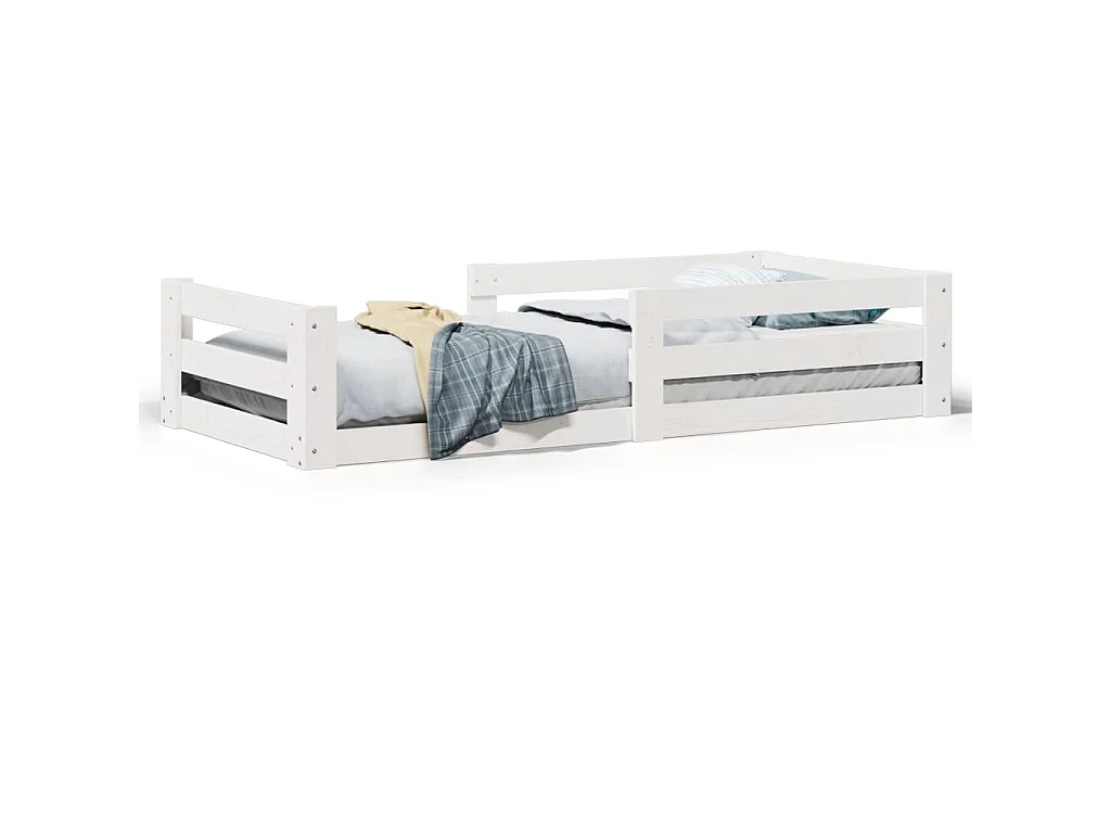 Bedframe zonder matras massief grenenhout wit 70x140 cm