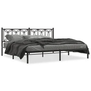 Bedframe met hoofdbord metaal zwart 193×203 cm Bedframe met hoofdbord metaal zwart 193×203 cm